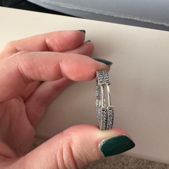 Pandora Medium Pave Silver Hoops - Picture 10 of 11